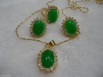 

AAA Fashion jewelry beautiful green NoEnName_Null necklace pendant earring ring 7#-8#-9#