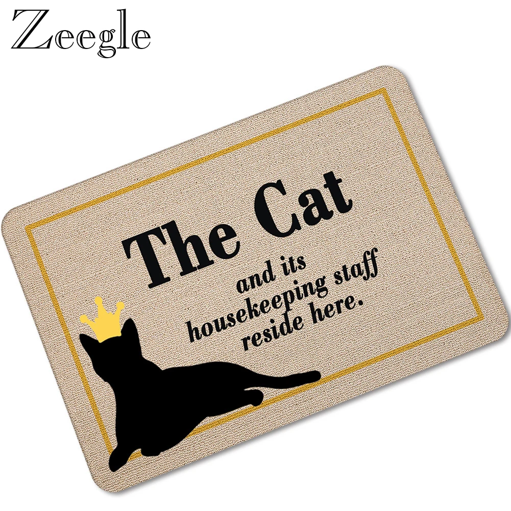 Zeegle The Cat Rubber Rugs Doormat Non-slip Floor And Kitchen Carpet Funny Pet Indoor Door Mat Foot Rug | Дом и сад