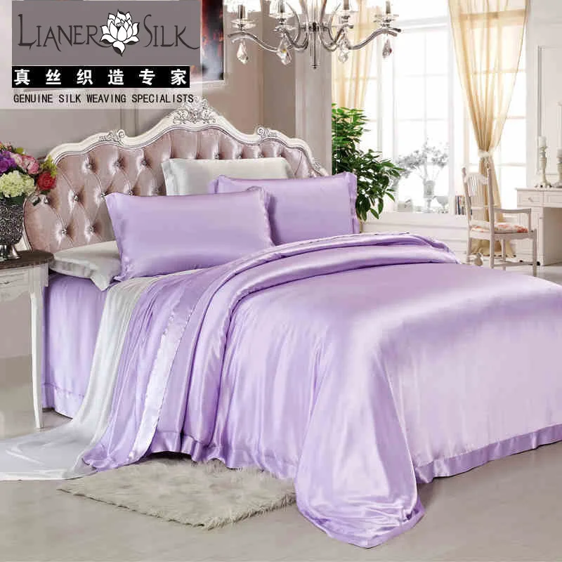 

100%Mulberry Silk Bedding Set 4pc High Quality 30MM Thickness Solid Color Thick Silk Comforter Bed Linen Bed Set Queen/Full Size