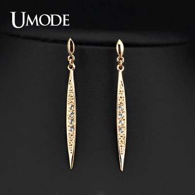 UMODE Hot Brincos Female With Rose Gold Color Austrian Rhinestones Crystal Stud Earrings For Women Jewelry Long Earrings AJE0168