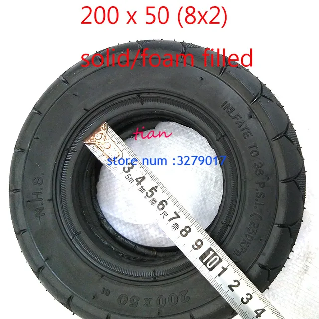 2 colors 1 pc "No Flat" Solid/Foam Filled Scooter Tire 200x50 (8"x 2