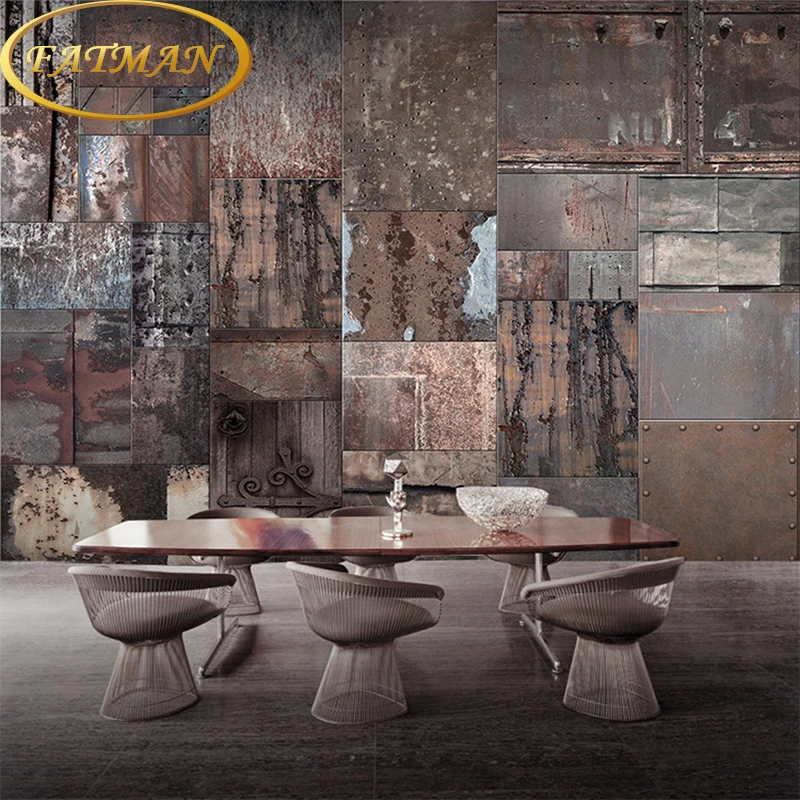 

Custom photo wallpaper 3D stereo custom vintage mottled rust mural cafe lounge restaurant bar KTV wallpaper mural