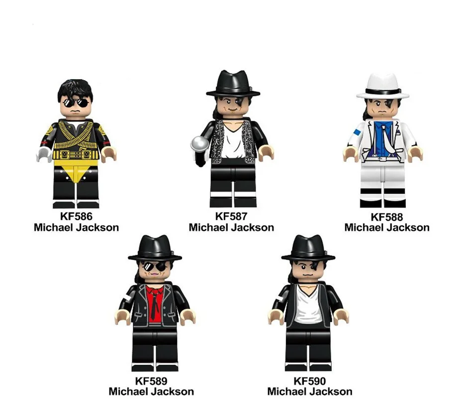 

5Pcs/Set KF6047 Building Blocks Super Heroes Michael Jackson Elvis Aron Rresley Freddie Mercury Bricks For Children Toys Gift