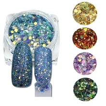 3g баночка смешанных цветов 3D блестящие украшения для ногтей Шестигранная форма США блеск ногтей советы для украшения ногтей JIT32-40