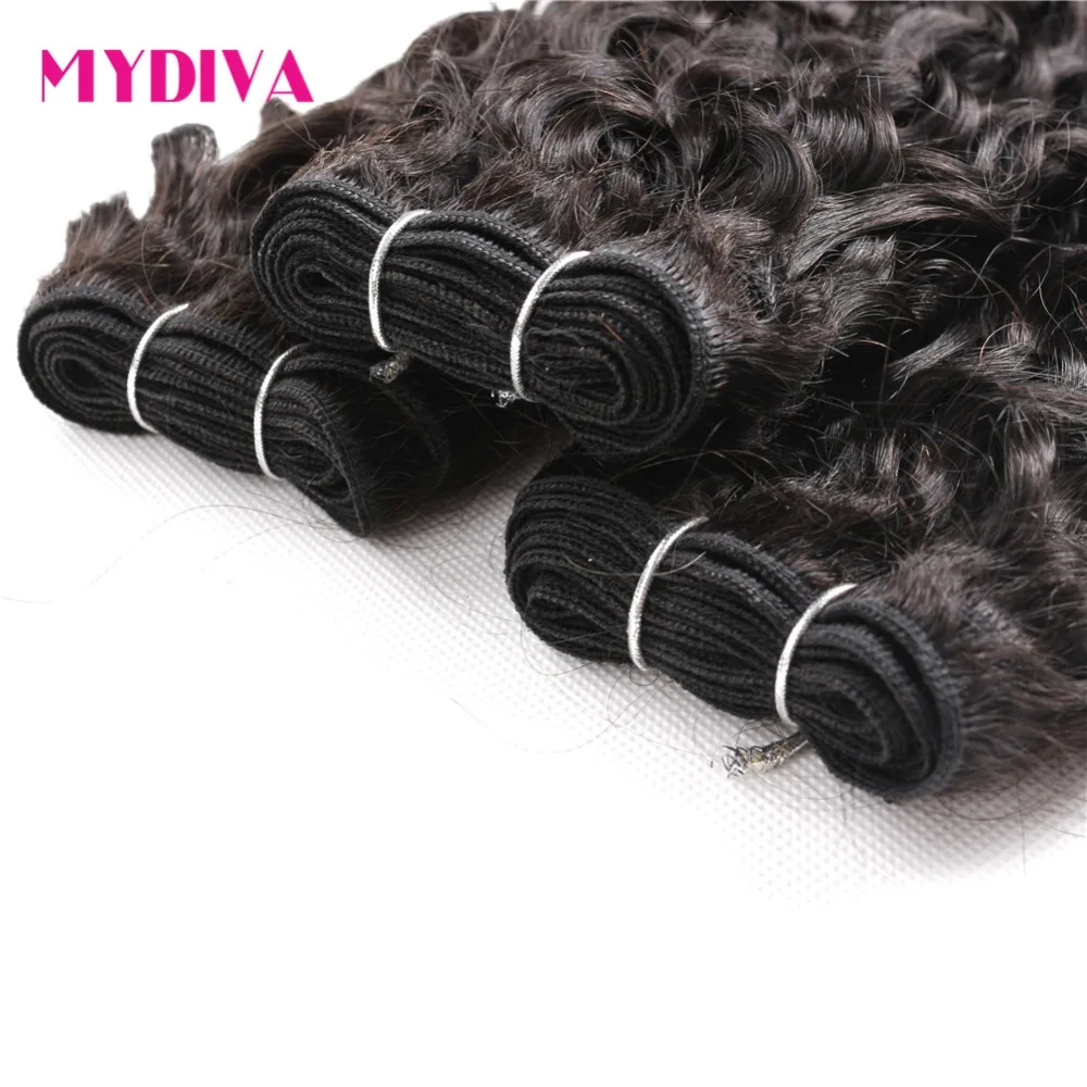 Brazilian Water Wave Bundles With Frontal Human Hair Bundles With Closure Non-Remy Lace Frontal Closure With Bundles Mydiva