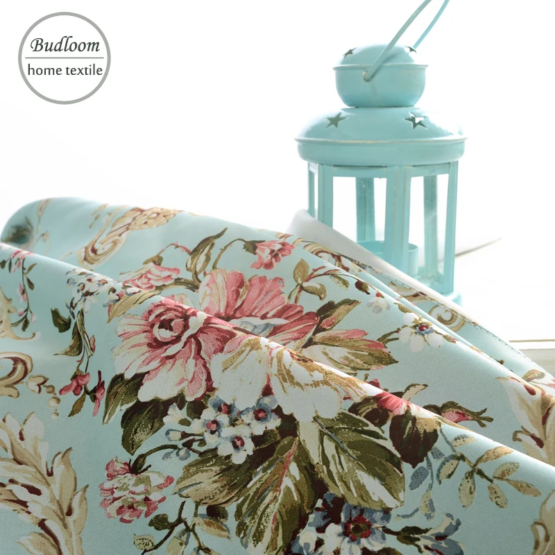 

Big flowers European style printed high density blue red blackout curtains for bedroom window drapes curtains for living room