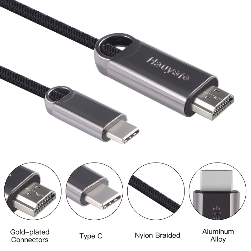 

USB C to HDMI Cable 1.8m type c Male to HDMI Female Cable 4K 30HZ Resolution for Macbook Huawei P20 Samsung S8