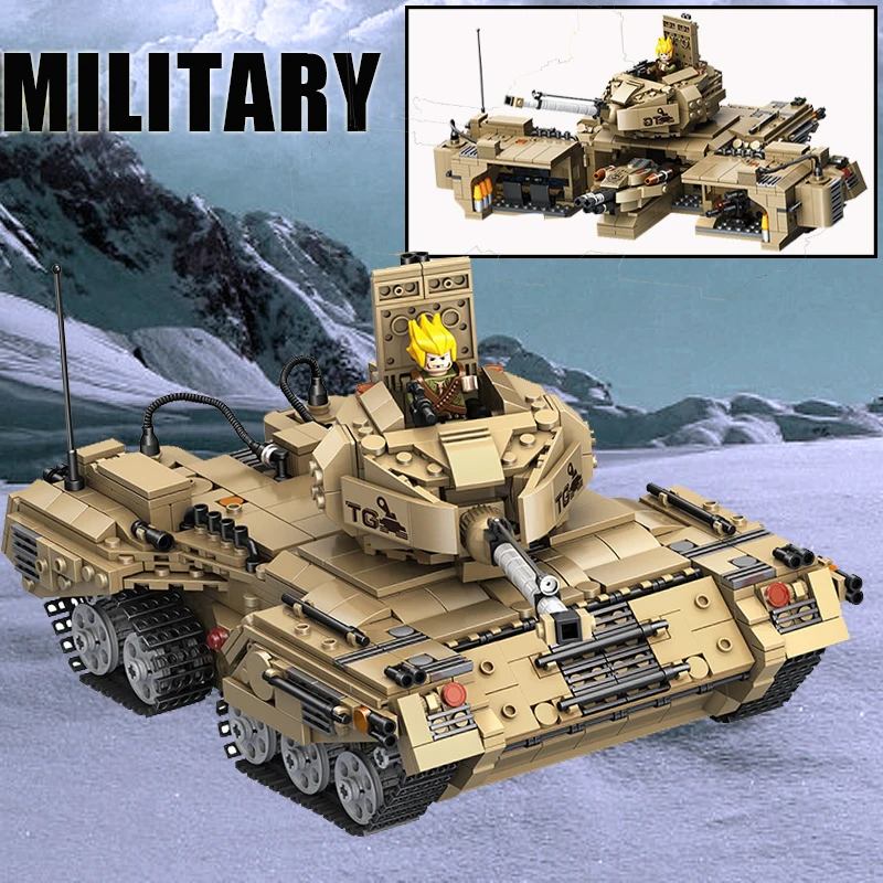 

NEW 1435Pcs Military Series Base Transformation War Tank Weapon Building Block Brick Legoings DIY Toy for Children Birthday Gift