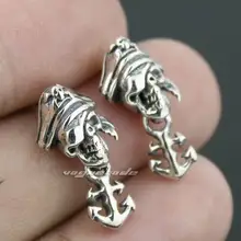 925 стерлингового серебра Капитан Крюк мужские Байкер-рокер серьги 8R009