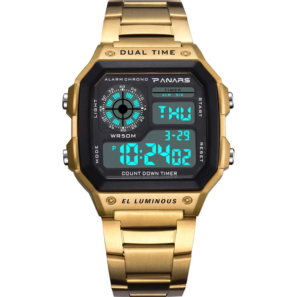 Digital Wrist Watch Men Retro Electronic Watch PANARS Luxury LED S Shock Sport Stop Watch Fitness Zegarki Meskie Horloges Mannen (3)
