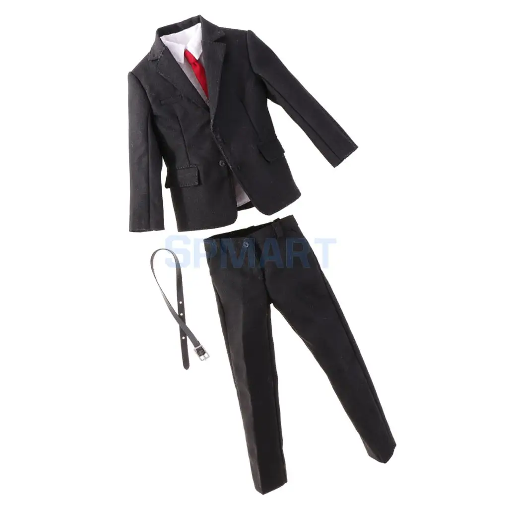 1/6 Male Gentleman Business Suit Outfit PU Leather Shoes Set for 12
