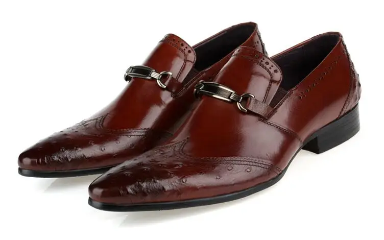 Slip-On Men's Dress Oxfords Male Smart Casual Genuine Pointed Toes Carved Men Shoes Low Heel Gradient Formal | Обувь