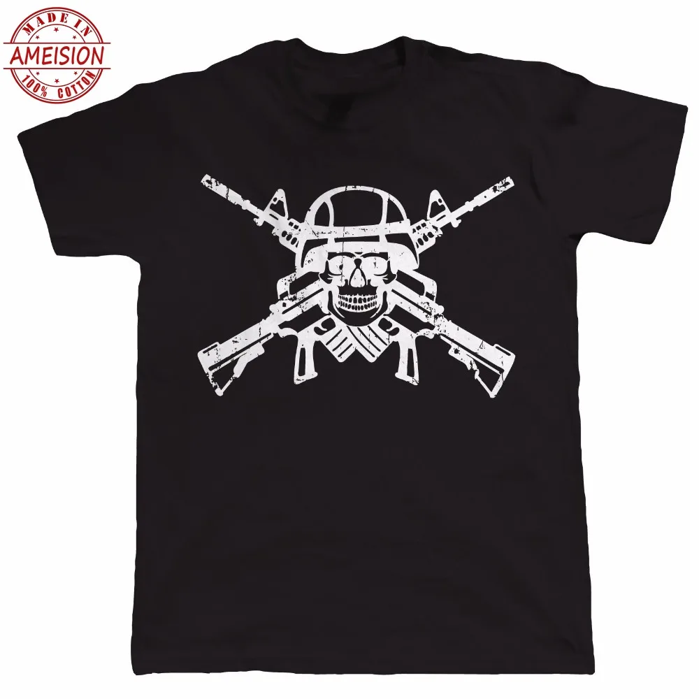 2019 Newest Men's Funny Summer The New Fashion For Short Sleeve Shooter Skull &amp Crossbones Mens Gamer Tee Shirt | Мужская одежда