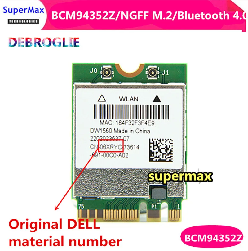 Broadcom Dw1560 Bcm94352z Bcm94352zae Dw1560 Ngff 867mbps 802 11ac Bluetooth 4 0 Wlan Card Network Cards Aliexpress