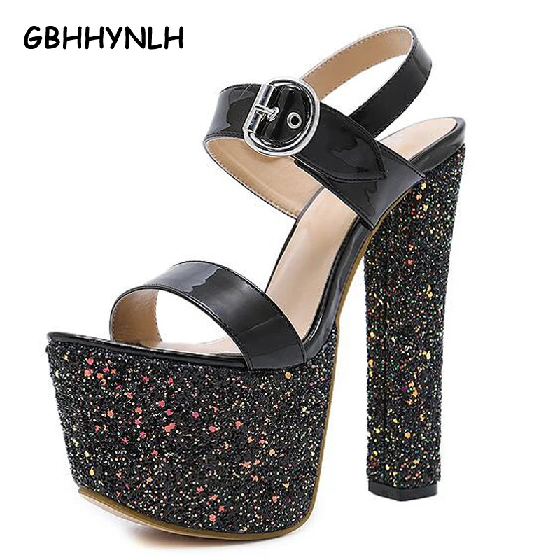 GBHHYNLH platform sandals sexy high heels ankle strap chunky sandals