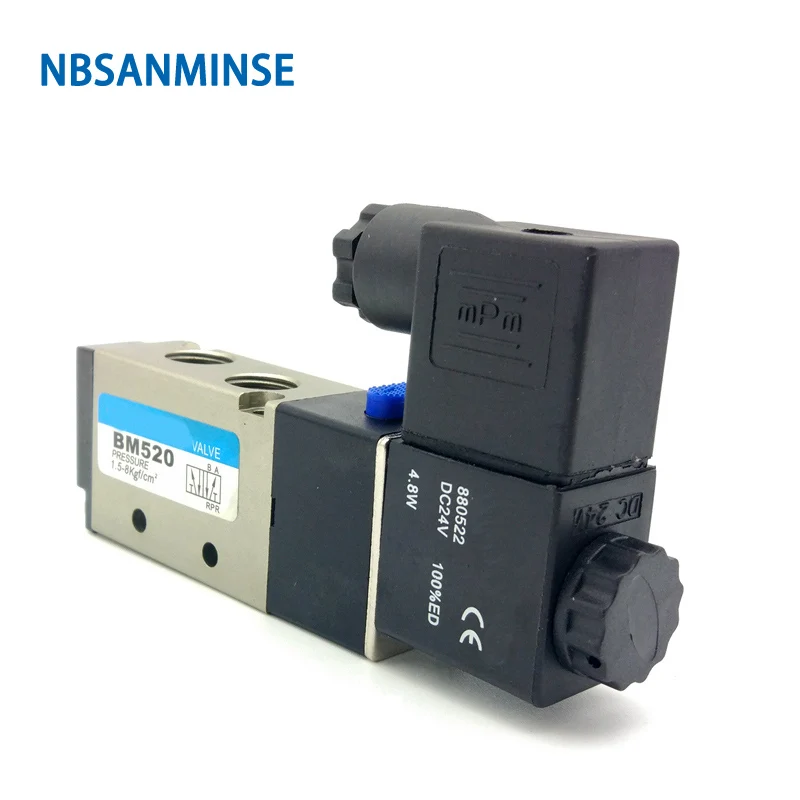 NBSANMINSE BM520 G1/4 пневматический Соленоидный клапан, два положения, Пять способов управления воздухом, одиночная катушка, двойная катушка