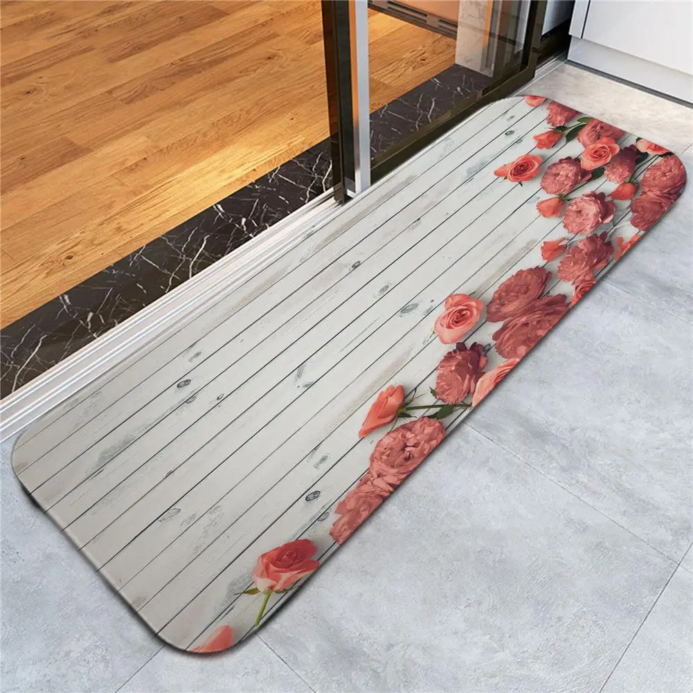 

40x60cm 3D Floral Door Mat Coral Fleece Floor Carpet Anti Slip Kitchen Carpets Absorbent Bathroom Rugs Living Room Doormats