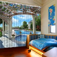 Естественный красивый 3D Шторы вилла бассейн пейзажа Шторы S Синий окна Шторы для Гостиная 3D Шторы s