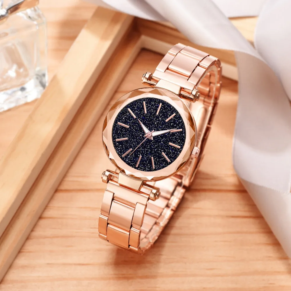 

Hot Sale Round Dial Starry Sky Quartz Watch Women Clock Luxury Brand Metal Steel Strip Bracelet Watches Ladies Zegarek Damski