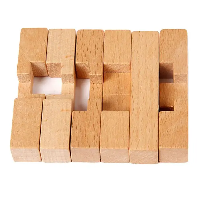 New Cube Mysterious Wooden Classic Genius Puzzles 3D Disentanglement