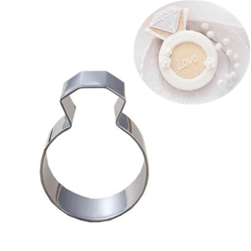 Hot Cutter Cookie Kitchen Accessories Diamond Ring Stainless Steel Party New Baking Tools Lady Mold Wedding Stamp | Дом и сад