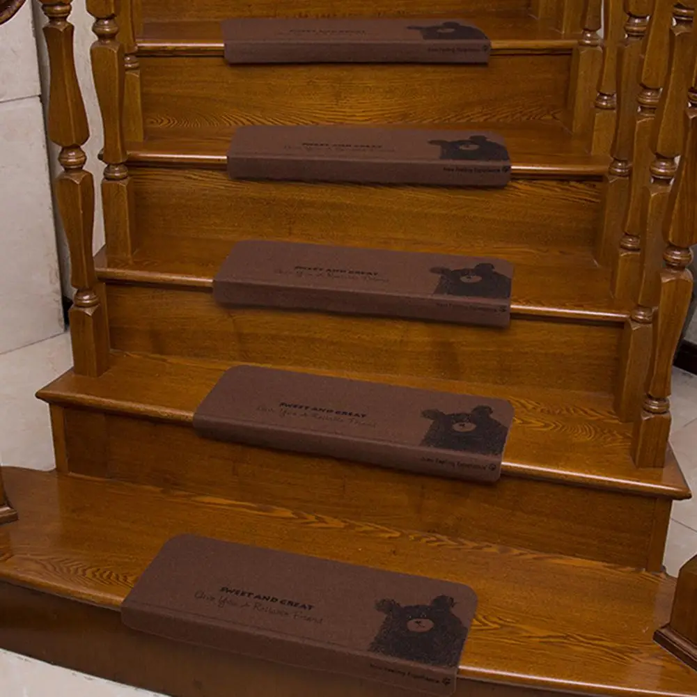 Bear Pattern Self-adhesive Non-Slip Staircase Pads Step Mats Stair Carpets Treads Protect Staircases From Scratched Wipe Kidsafe Bear Pattern Self-adhesive Non-Slip Staircase Pads Step Mats Stair Carpets Treads Protect Staircases From Scratched Wipe Kidsafe