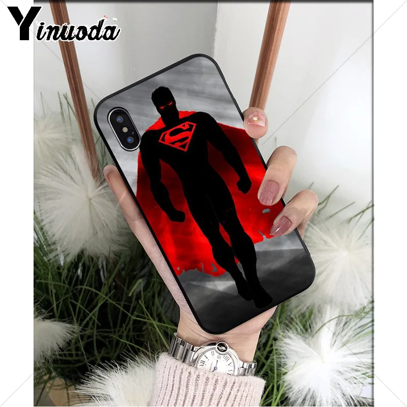 Yinuoda DC hero Супермен Силиконовый мягкий ТПУ Черный чехол для телефона для iPhone X XS MAX 6 6s 7 7plus 8 8Plus 5 5S SE XR