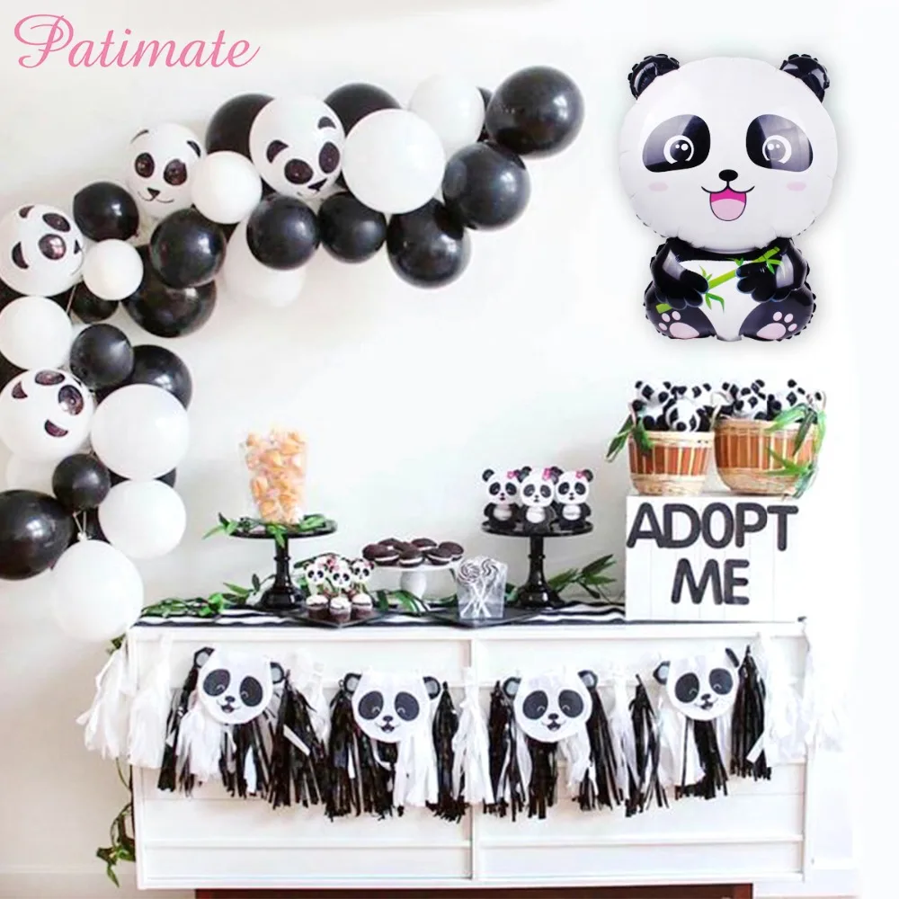 Воздушный шар PATIMATE Panda из фольги украшение на день рождения в джунглях Гелиевый