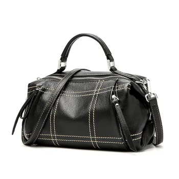 

1014 European and American New Fashion Top Layer Cowhide leather Bag Women Boston genuine leather handbag Ladies' Shoulder Bag