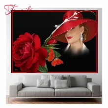 Алмазная мозаичный портрет фото на заказ 5D DIY Алмазная картина вышивка крестиком розовая шляпа девушка квадратный горный хрусталь Алмазная вышивка
