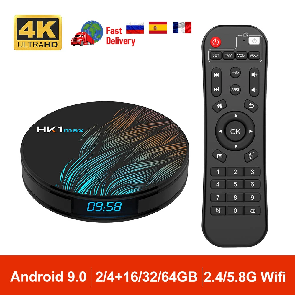 

Google Player Android 9.0 Set Top Box HK1 MAX 2.4G/5G Dual Band Wifi Mini Smart TV Box RK3328 Quad-Core BT4.0 4K HD Media Player