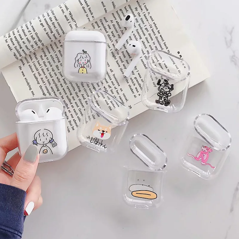 

Transparent hard PC Cases For AirPods 1 Case cute Protective Cover Bluetooth Wireless Earphone Case For Airpods 2