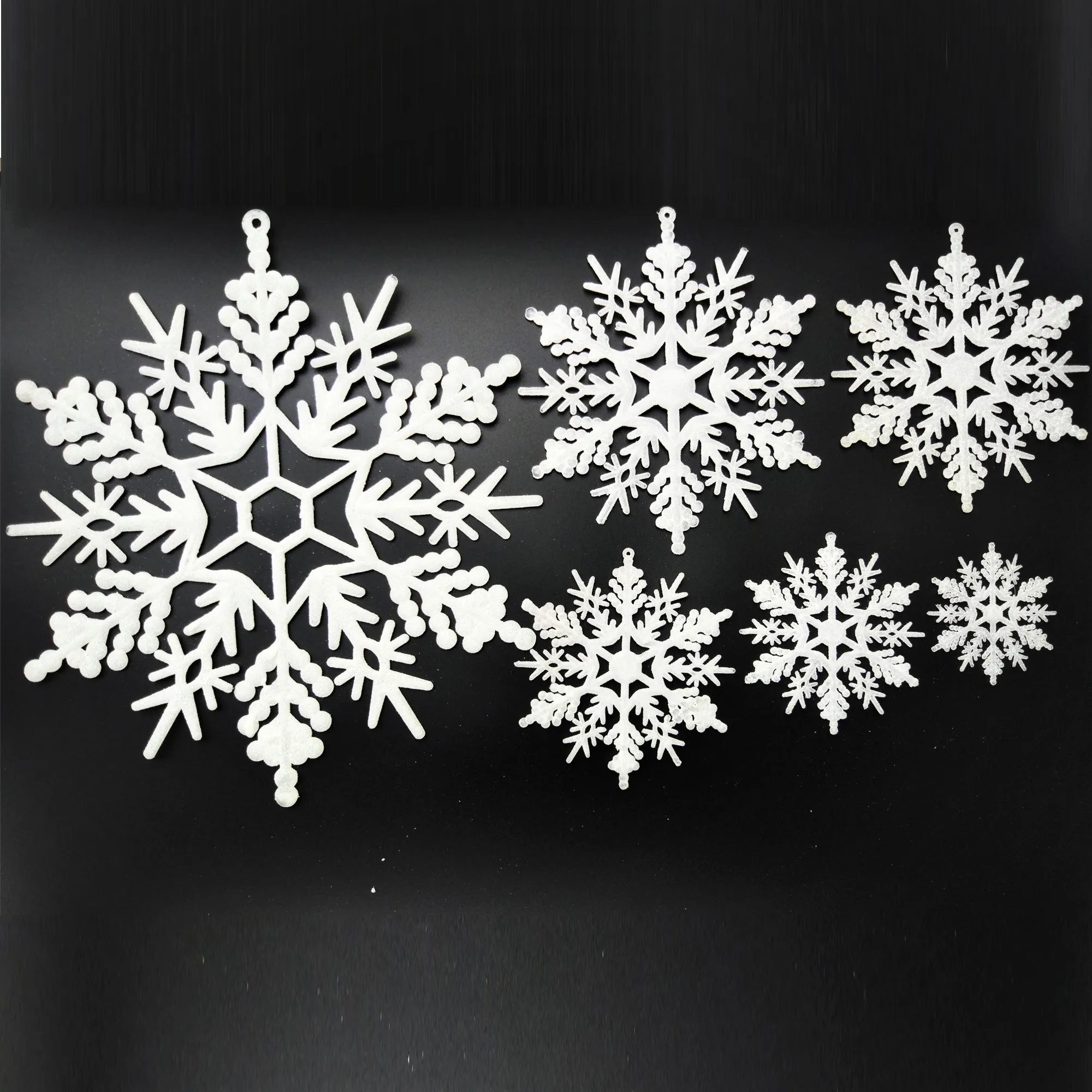 1set 7.5cm to 30cm Christmas Tree Ornament Frozen Party Pendant Wedding Decoration New Year White Powder Plastic Snowflake