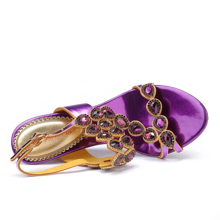 Large Size Women Summer Purple Wedge Sandals 2016 New Korean Luxury Diamond Sexy High-heeled Flowers Crystal Shoes13