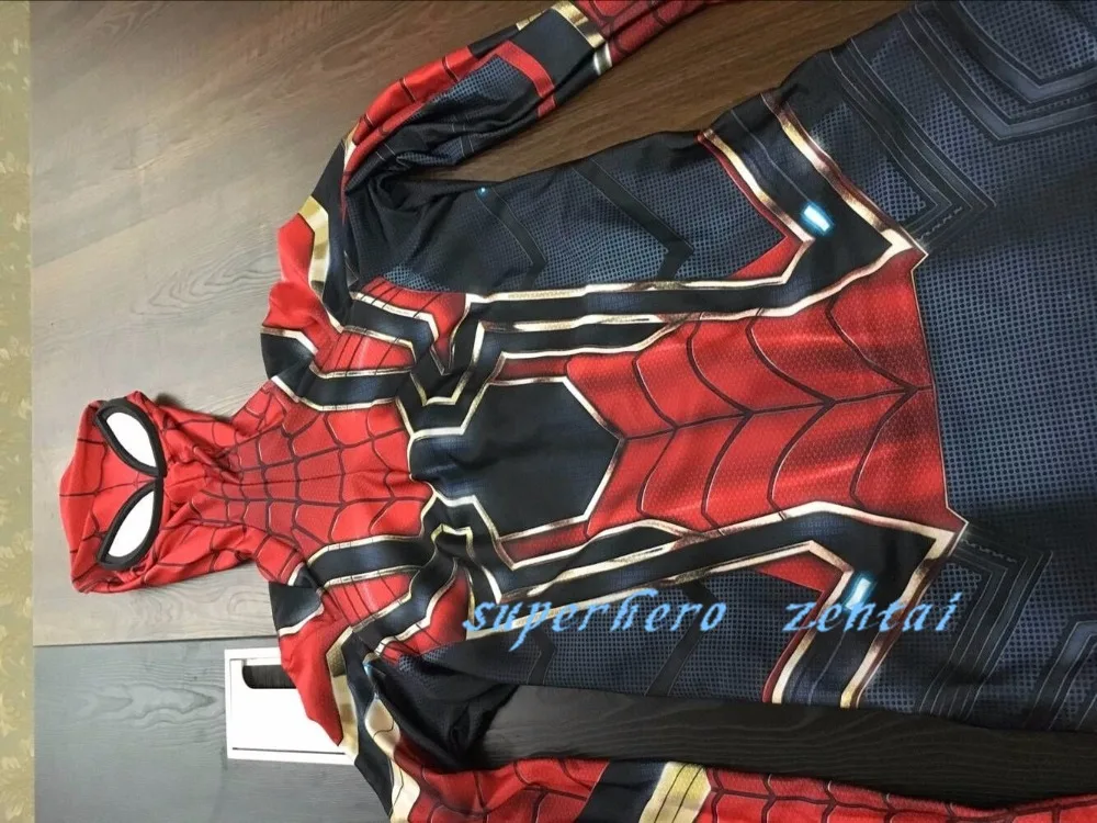 

Iron Spider man Costume The Avengers 3 Spiderman Homecoming Cosplay Zentai Bodysuit Halloween jumpsuit Adult/Kids Free Shipping