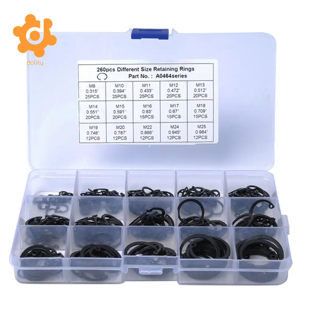 260 Pieces Circlip Car Snap Ring Assortment Common Size Retaining Ringsin Exterior Door Handles