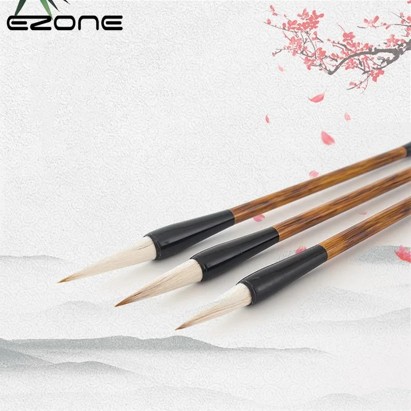 EZONE китайский написания кисточки различных размеры шерсть щетки для волос каллиграфия для акварельной живописи почерк практика питания