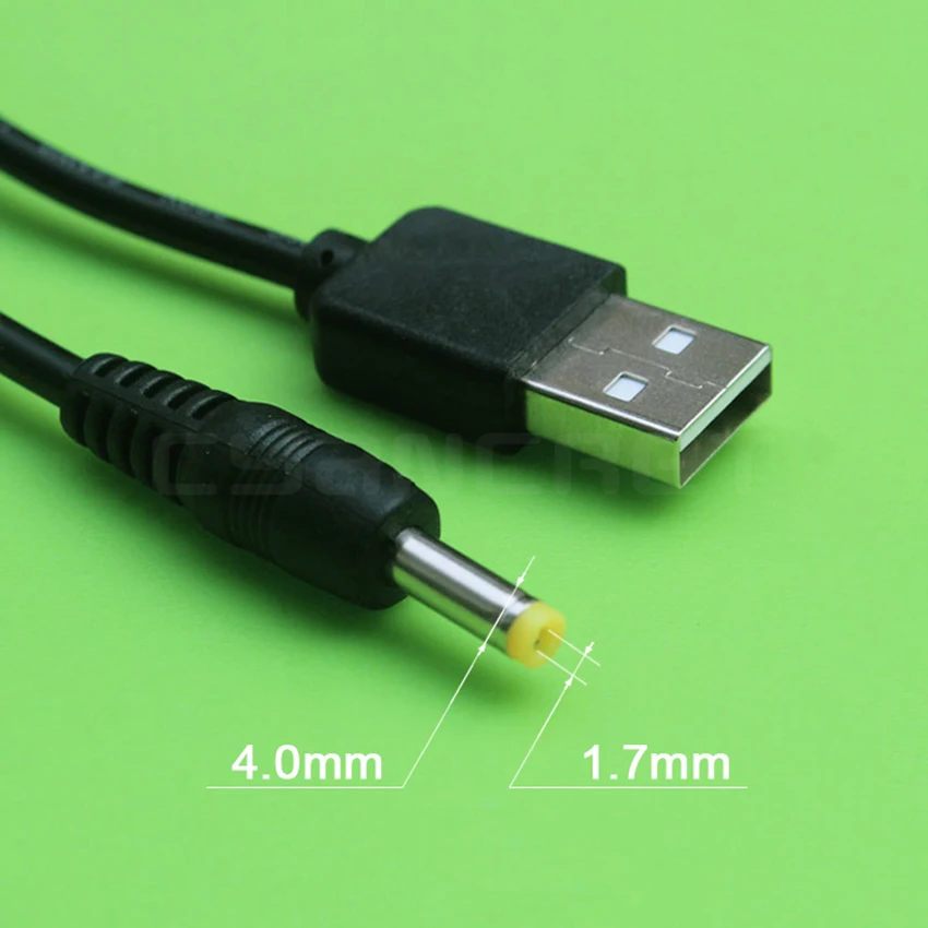 Power USB 2.0 to DC 4.0mm x 1.7mm 1.0M 1A 5V or 12V Charging Cable for leadstar D9 D7 Table lamp MP4