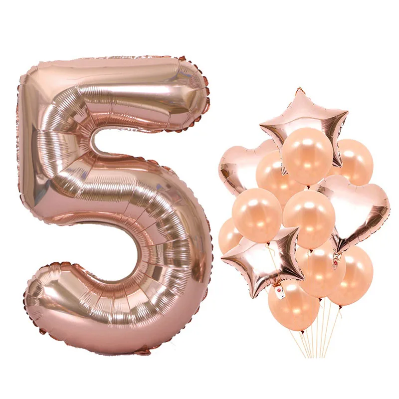 

Fashion Rose Gold Heart Star Balloon Foil Balloons Wedding Birthday Anniversary Party Decor Latex Ballon for Party Decorations