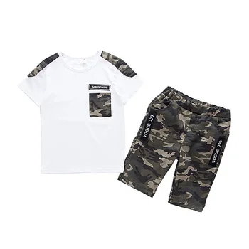 

Summer Children Boy Clothes Sets Kids 2pcs Short Sleeves T-Shirt Suits Camouflage Shorts Child Clothing Suits FOR 12 14 16 YEARS