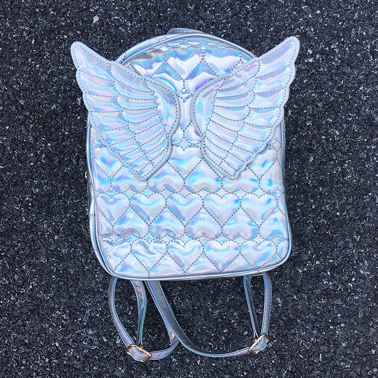 Ослепительная Мода Сердце тисненые крылья Украшенные девушки мини рюкзак сумка дорожная сумка школьные сумки для девочек-подростков Bolsa