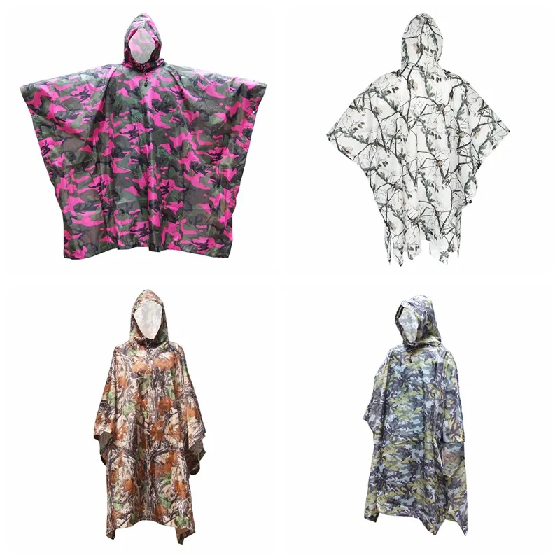 

Taffeta Adult Poncho Jungle Camouflag Hiking Tear-Proof Color Hooded Collapsible Raincoat Electric Car Riding Poncho