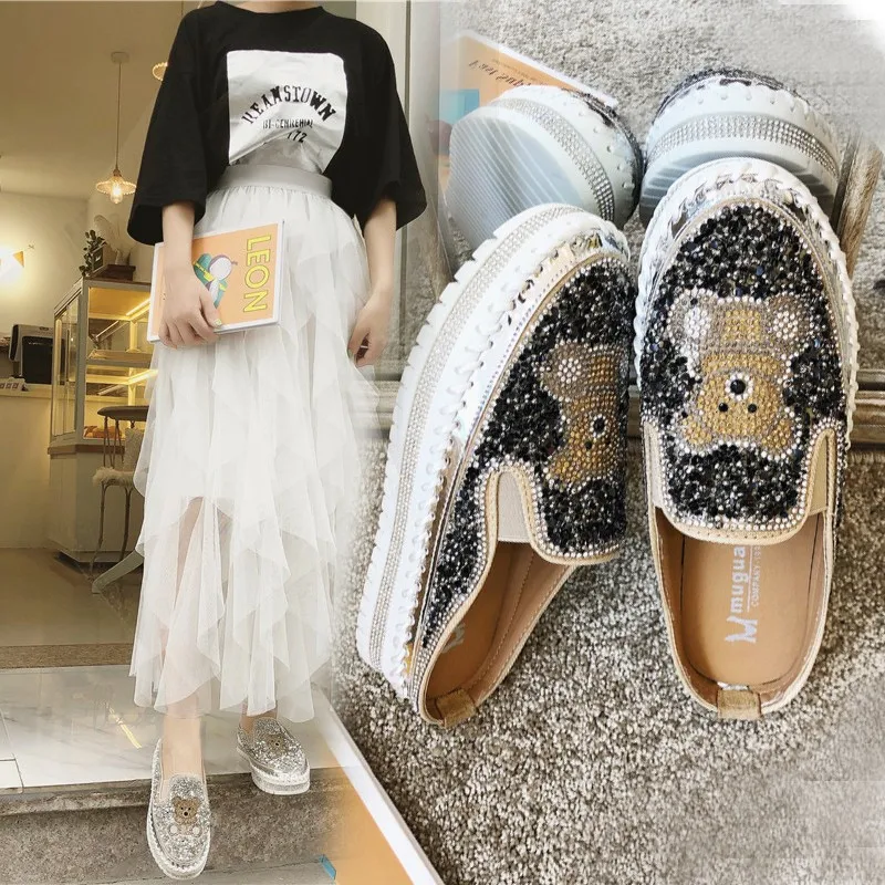 

Summer New Women Slides Shoes 2019 New Lace Sequined Cloth Bling Slippers Breathable Beach Slippers