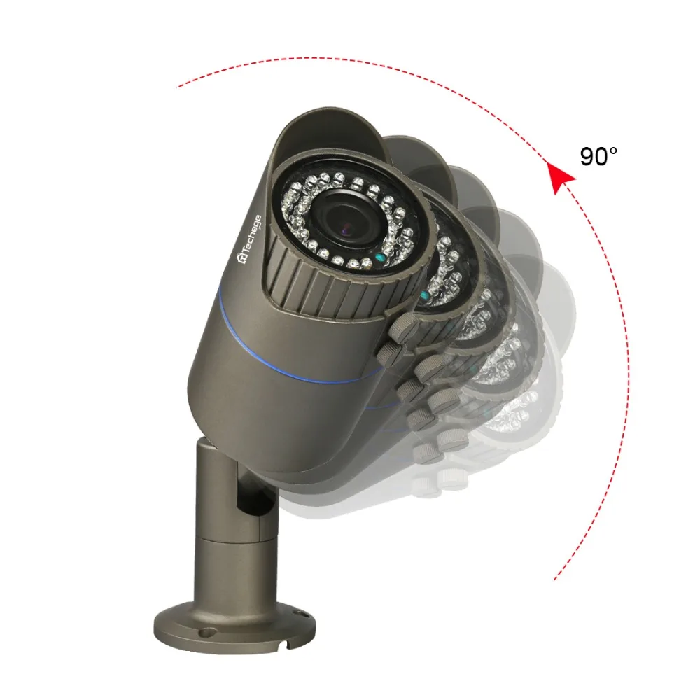  Techage 2.0MP 4.0MP 2.8-12mm Varifocal Lens 48V POE IP Camera Outdoor Waterproof P2P ONVIF CCTV Sec