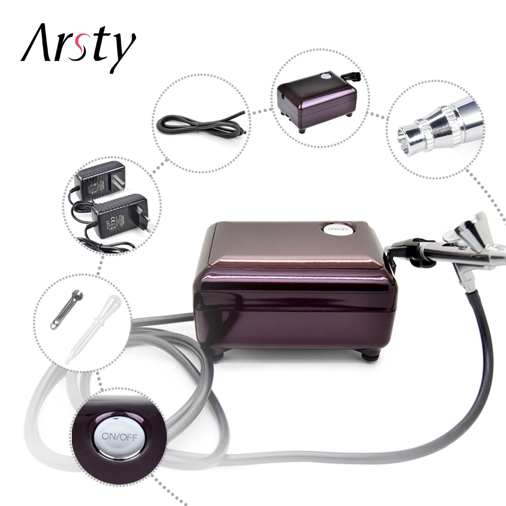 

ARSTY Airbrush Compressor for nail Airbrush Tattoo Make Up 3 Speeds Adjustable Airbrush For Nail And Cake Painting