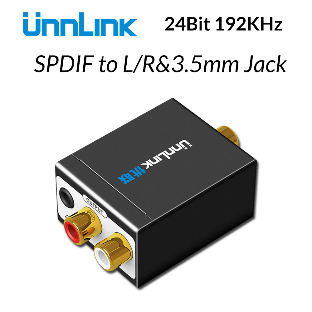 

Unnlink Digital to Analog Audio Adapter 192KHz 24Bit DAC SPDIF Optical Toslink Coaxial to R/L RCA 3.5 Jack for PS4 LED TV mi Box