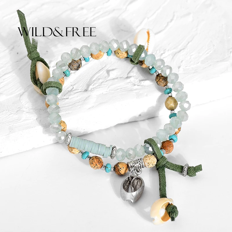 

Wild&Free Bohemia Style Beads Bracelet Bangle Charm Jewelry For Women 2017 Adjustable Multilayer Friendship Bracelets Best Gift