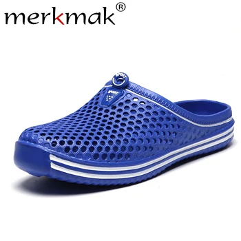 

Merkmak Summer Men Slippers Lightweight Jelly Man Message Shoes Breathable Hole Beach Flat Male Unisex Casual Slipper Size 36-45