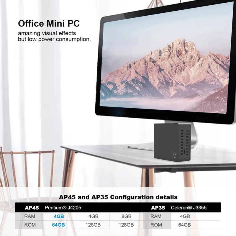 Ap45 Win10 Мини ПК Intel Pentium J4205 до 2,6 ГГц RAM SSD Windows 10 Dual Hdmi 4Xusb3. 0 Gigabit Lan 4K Htpc Nuc