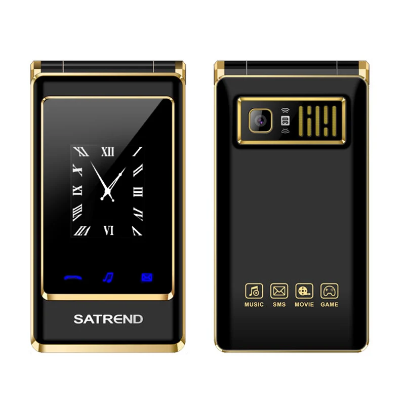  Free Headphone Flip Dual Screen Phone Support Russian Keyboard Cheap Senior Touch Mobile CellPhone 